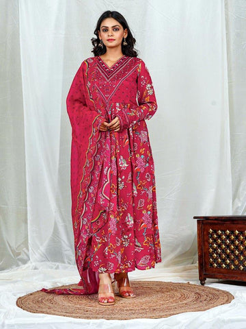 Pink Floral Anarkali for Graceful Elegance