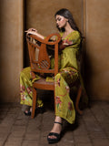 Lime Green Color Cross-Stitch Based Natural Crepe Straight Kurta Set with Hand Embroidery earthofab