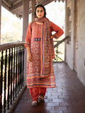 Orange color Ajrakh Based Printed Muslin Straight Kurta Pant Set with Dupatta earthofab