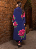 Blue Color Cross-Stitch Based Natural Crepe Straight Kurta Set with Hand Embroidery earthofab