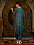 Gemini - Teal Blue Astro Fashion Based Raw Silk Top Bottom Dupatta Set with Treadle Work earthofab