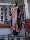 Black color Ajrakh Based Printed Muslin Straight Kurta Pant Set with Dupatta earthofab