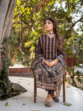 Dark Brown color Ajrakh Based Printed Muslin Straight Kurta Pant Set with Dupatta earthofab