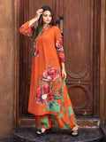 Orange Color Cross-Stitch Based Natural Crepe Straight Kurta Set with Hand Embroidery earthofab