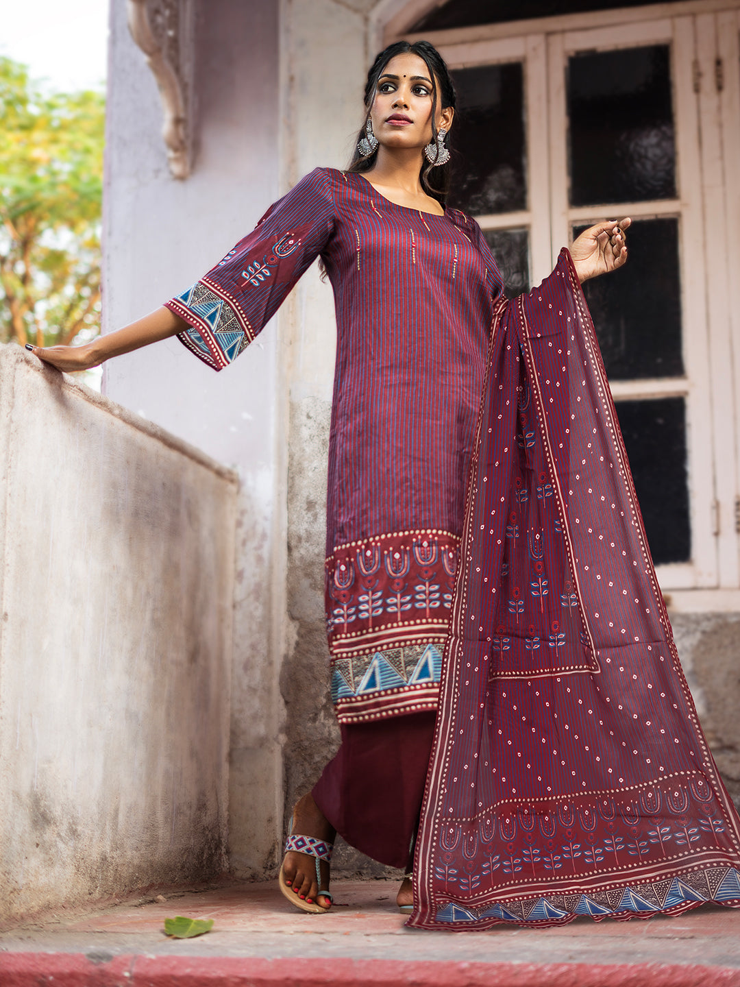 Mughal Motif Kurta Set with Dupatta earthofab