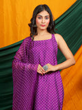 Self Design Muslin Crepe Kurta Pant Set with Dupatta with Hand Work - Purple earthofab