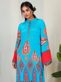 Bold Paisley Based Natural Crepe Kurta Plazzo Set with Hand Work - Sky Blue earthofab