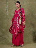 Sequence Embroidery Based Georgette Kurta Sharara Set with Organza Dupatta - Pink earthofab