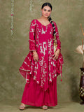 Sequence Embroidery Based Georgette Kurta Sharara Set with Organza Dupatta - Pink earthofab