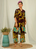 Apple Print Co-Ord Set with Hand Work - Brown & Rust earthofab