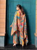 Rust Color Based Natural Crepe Kaftan Co-Ord Set with Hand Embroidery earthofab