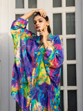 Blue Color Based Natural Crepe Kaftan Co-Ord Set with Hand Embroidery earthofab