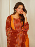 Zig-Zag Print Chanderi Kurta Pant Set with Dupatta with Hand Work - Orange earthofab