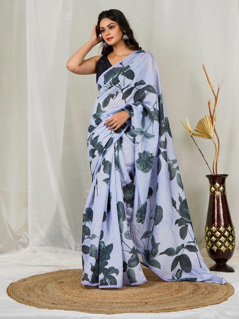 Elegant Chanderi Saree with Floral Prints