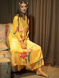 Red Lily Flower Print Yellow Kurta Set earthofab