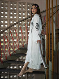 Black Iris Flower Print White Kurta Set earthofab